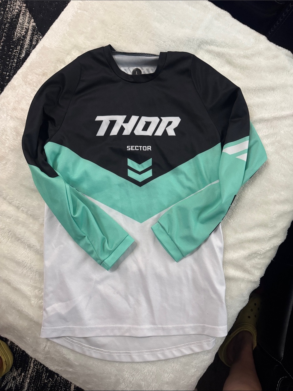 thor Kids Jersey in Black, Mint Green & White